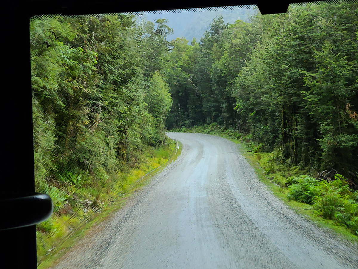 #22B. Insert NEXT TO #22A. TAG.... Driving through the forest on the way to Doubtful Sound.
